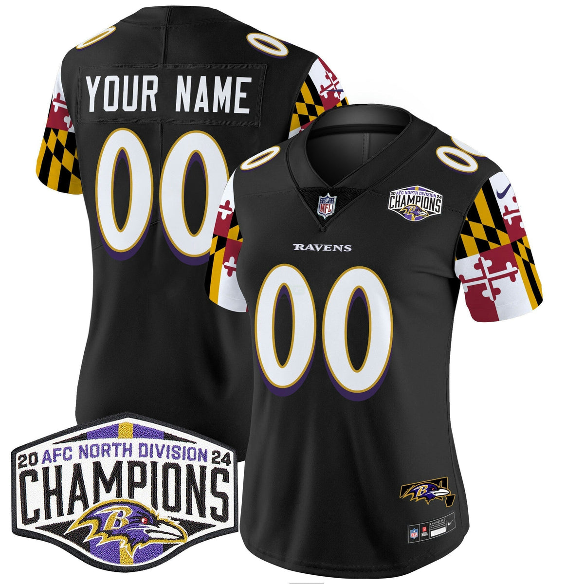 NFL Maryland Flag 2024 AFC North Division Champions Patch Vapor Limited Jersey