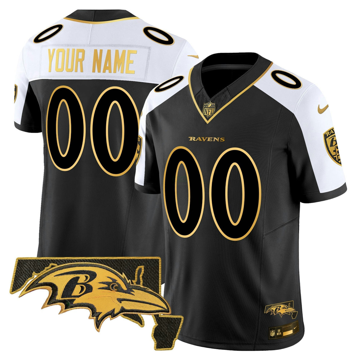 NFL Maryland Patch Gold Vapor Limited Jersey V2