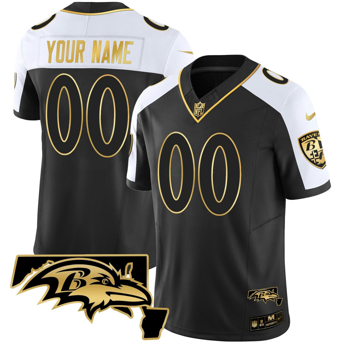 NFL Maryland Patch Vapor Gold Jersey