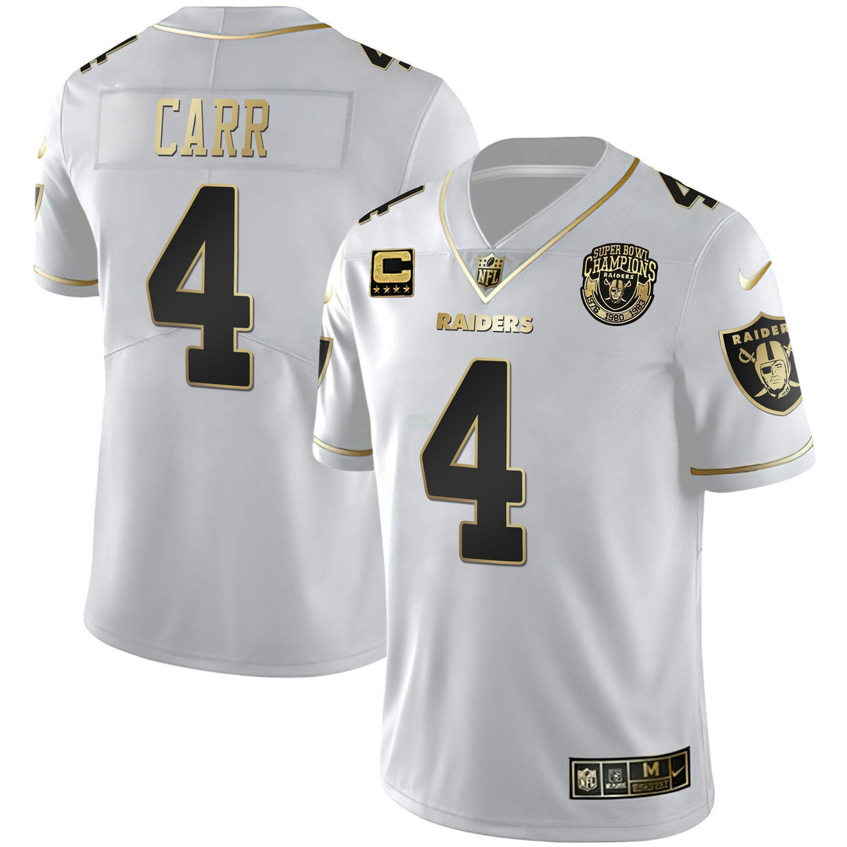 Jersey NFL Men’s 1976 – 1980 – 1983 Super Bowl Champions Patch White Gold and Black Gold