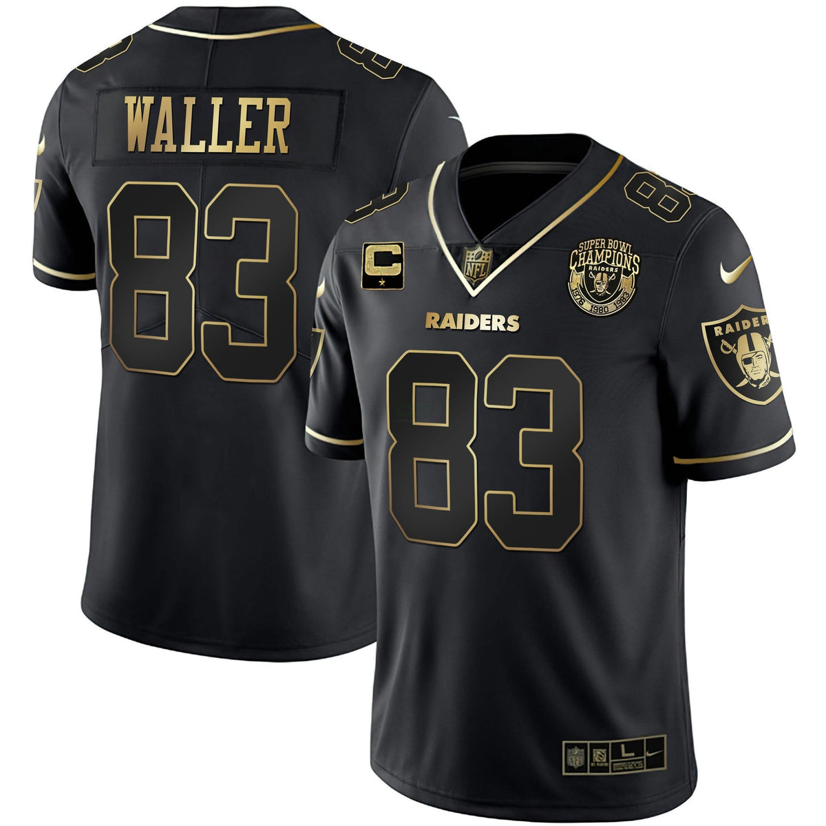 Jersey NFL Men’s 1976 – 1980 – 1983 Super Bowl Champions Patch White Gold and Black Gold