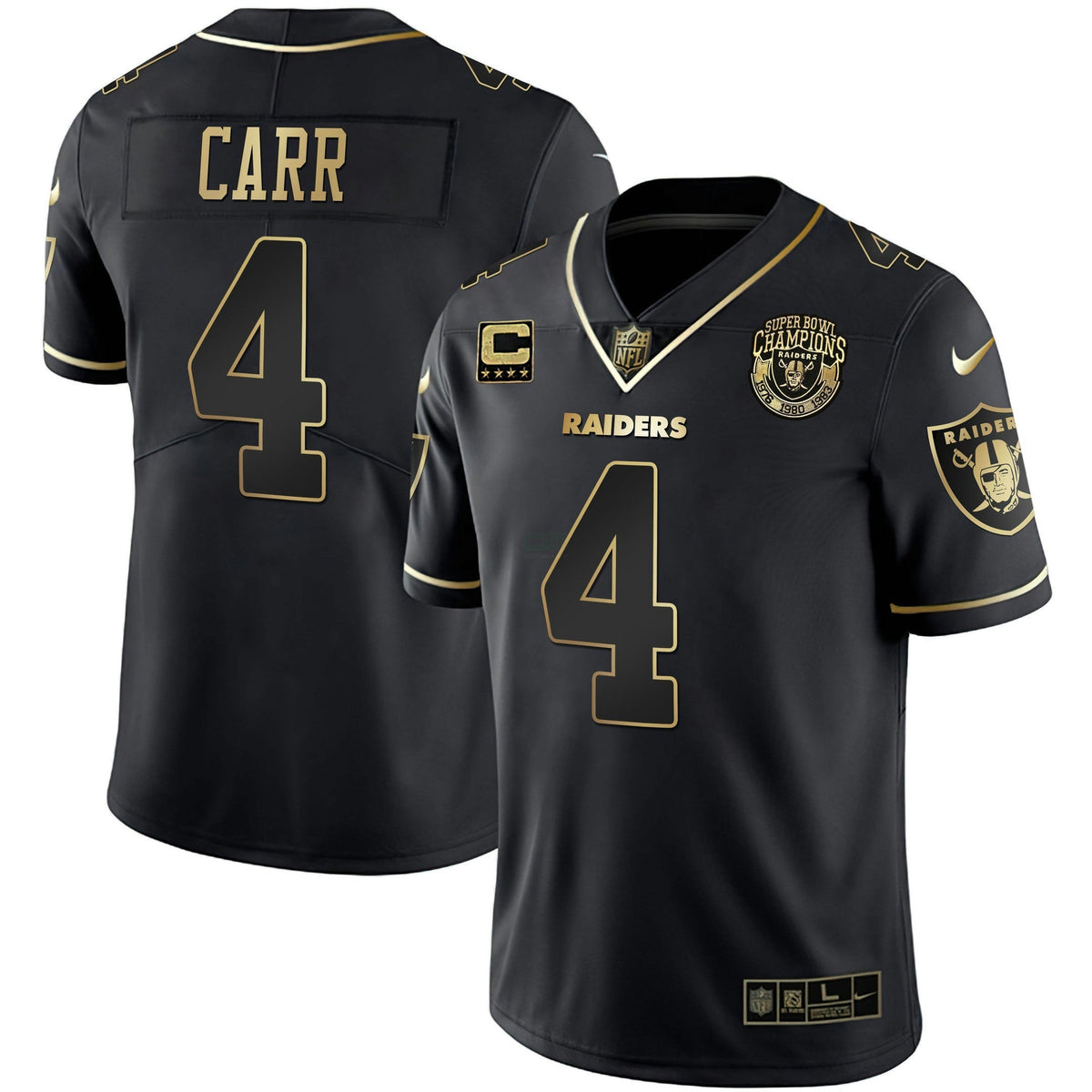 Jersey NFL Men’s 1976 – 1980 – 1983 Super Bowl Champions Patch White Gold and Black Gold