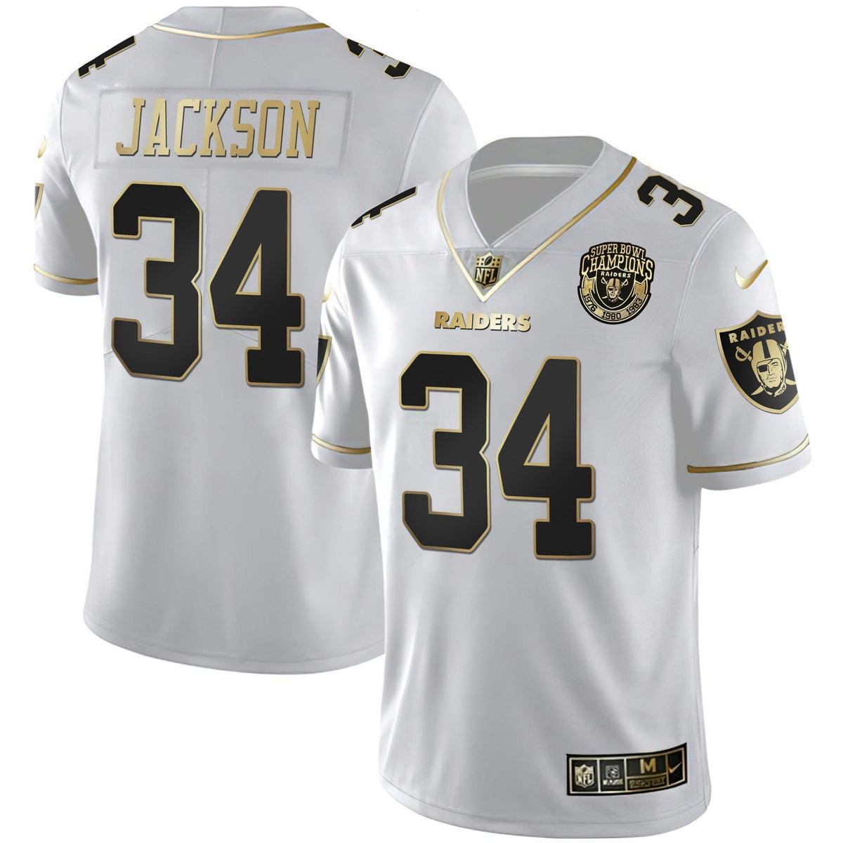 Jersey NFL Men’s 1976 – 1980 – 1983 Super Bowl Champions Patch White Gold and Black Gold