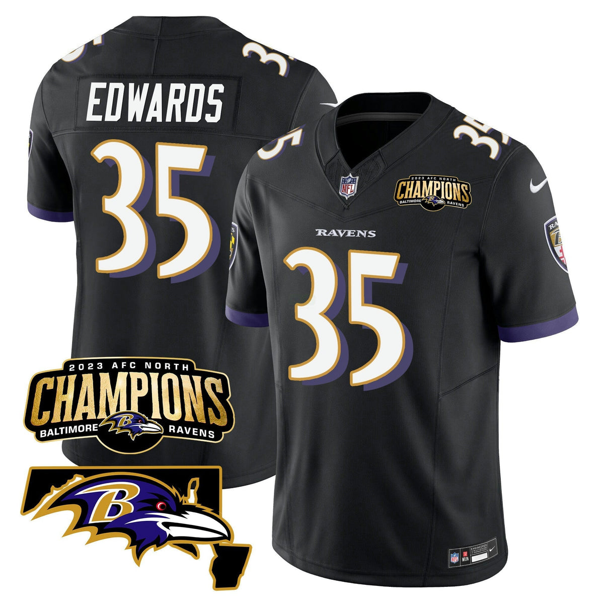 NFL Men’s 2023 AFC North Champions & Maryland Patch Vapor Jersey
