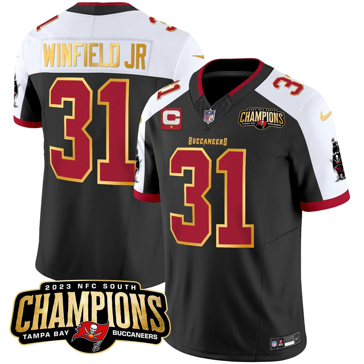 NFL Men’s 2023 NFC South Champions Patch Gold Trim Vapor Jersey