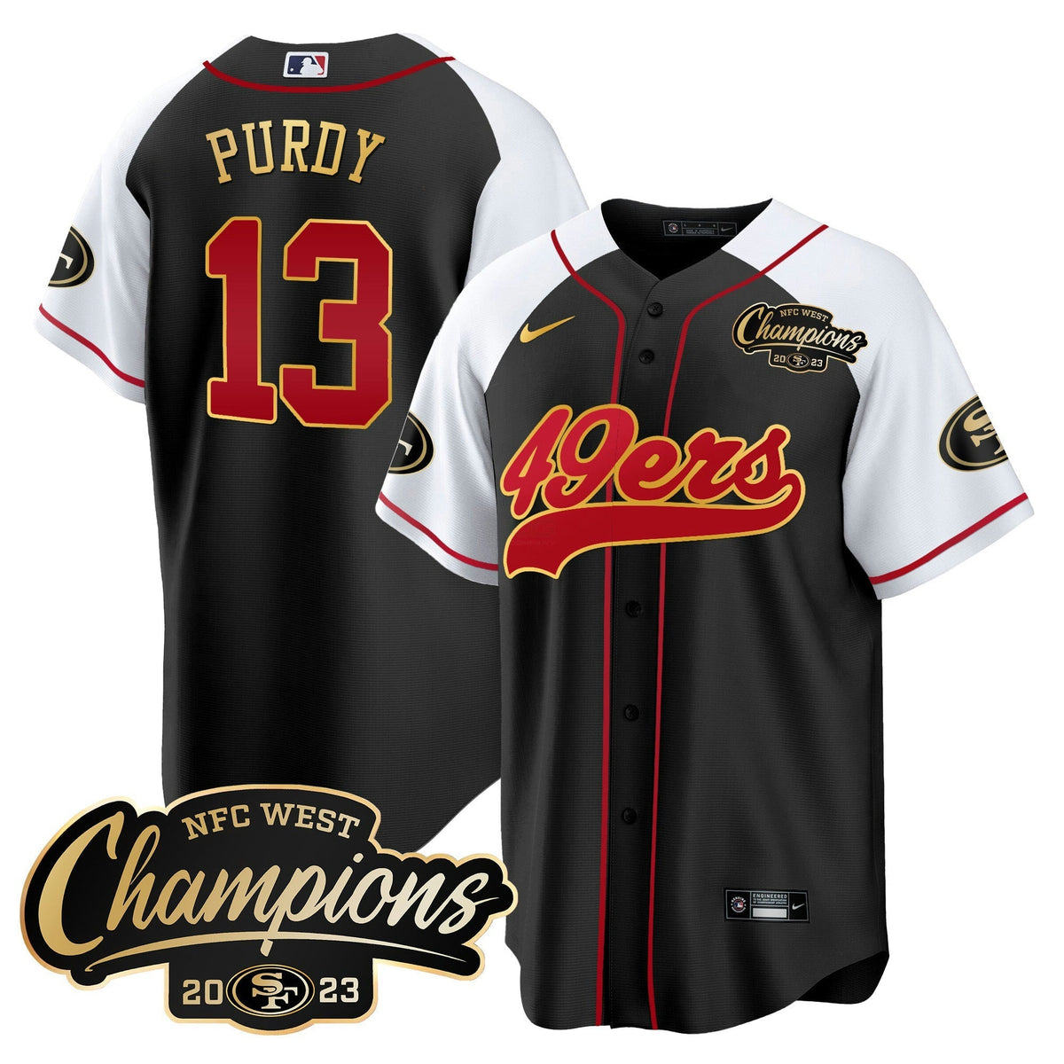 NFL Men’s 2023 NFC West Champions Baseball Gold Trim Jersey
