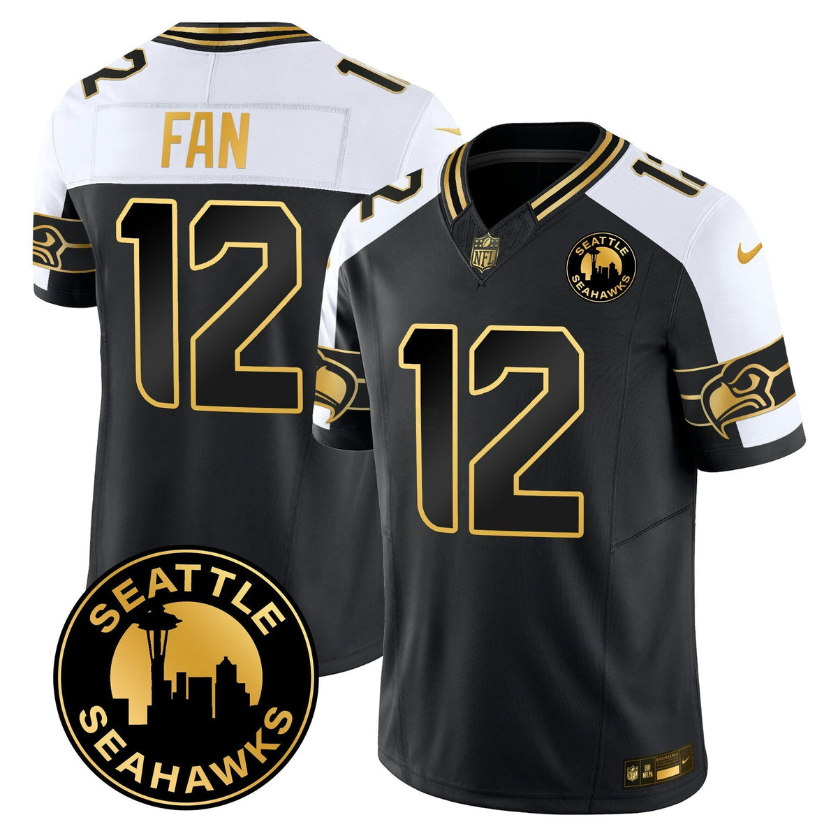 NFL Men’s 2025 Seattle City Patch Gold Vapor Limited Jersey