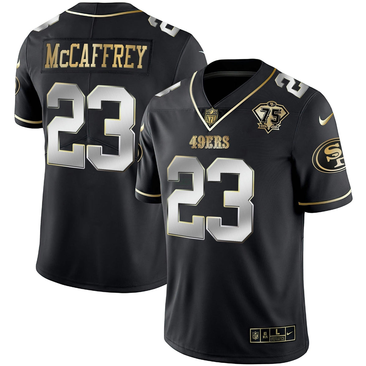 Jersey NFL Men’s 75th Anniversary Patch Vapor Black Red Gold Limited Edition