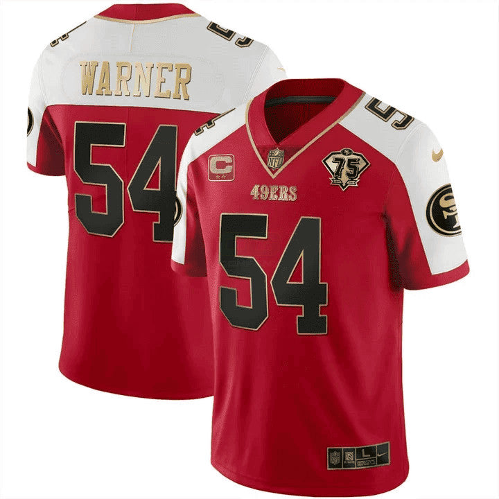 Jersey NFL Men’s 75th Anniversary Patch Vapor Black Red Gold Limited Edition