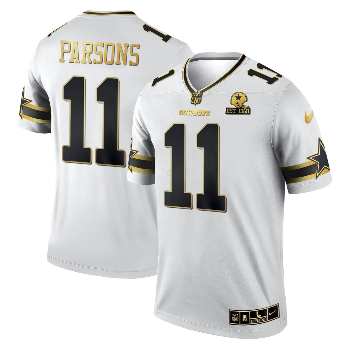 Jersey NFL Men’s Black & White Gold Game Team Est 1960 Patch