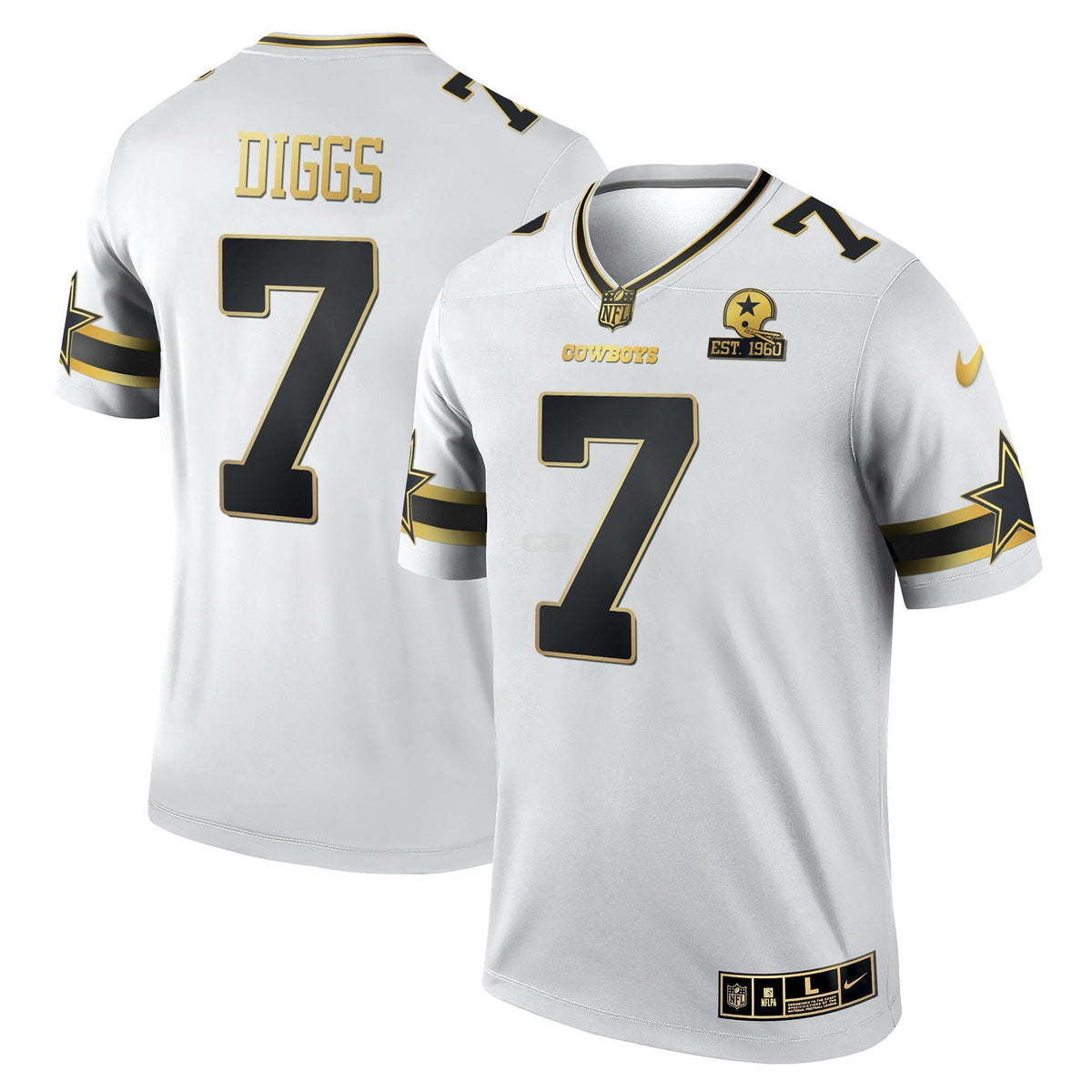 Jersey NFL Men’s Black & White Gold Game Team Est 1960 Patch