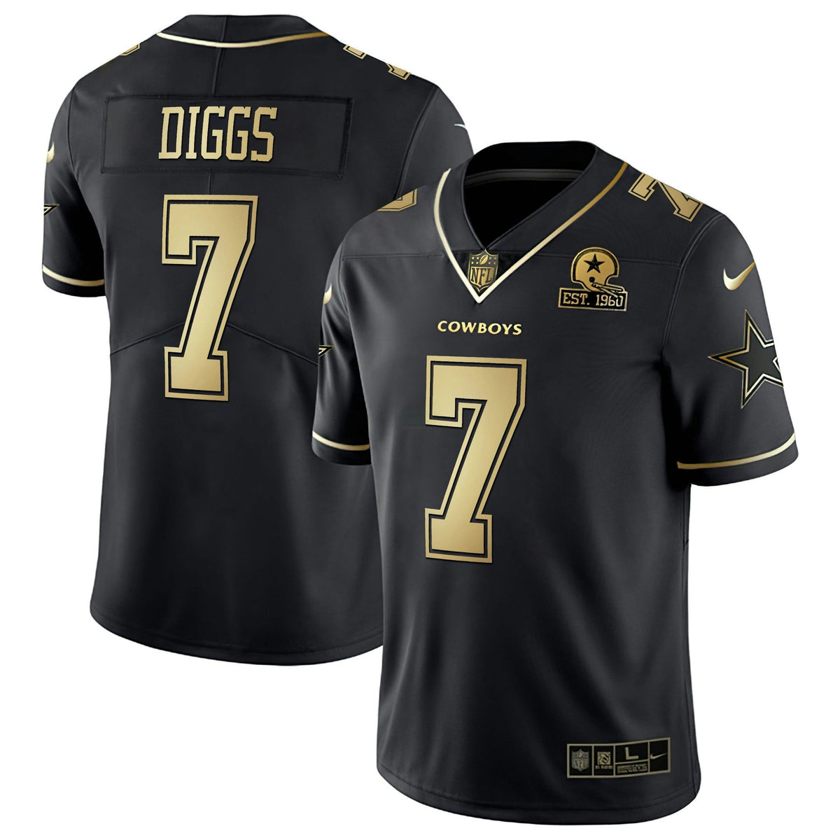 Jersey NFL Men’s Black & White Gold Vapor Limited