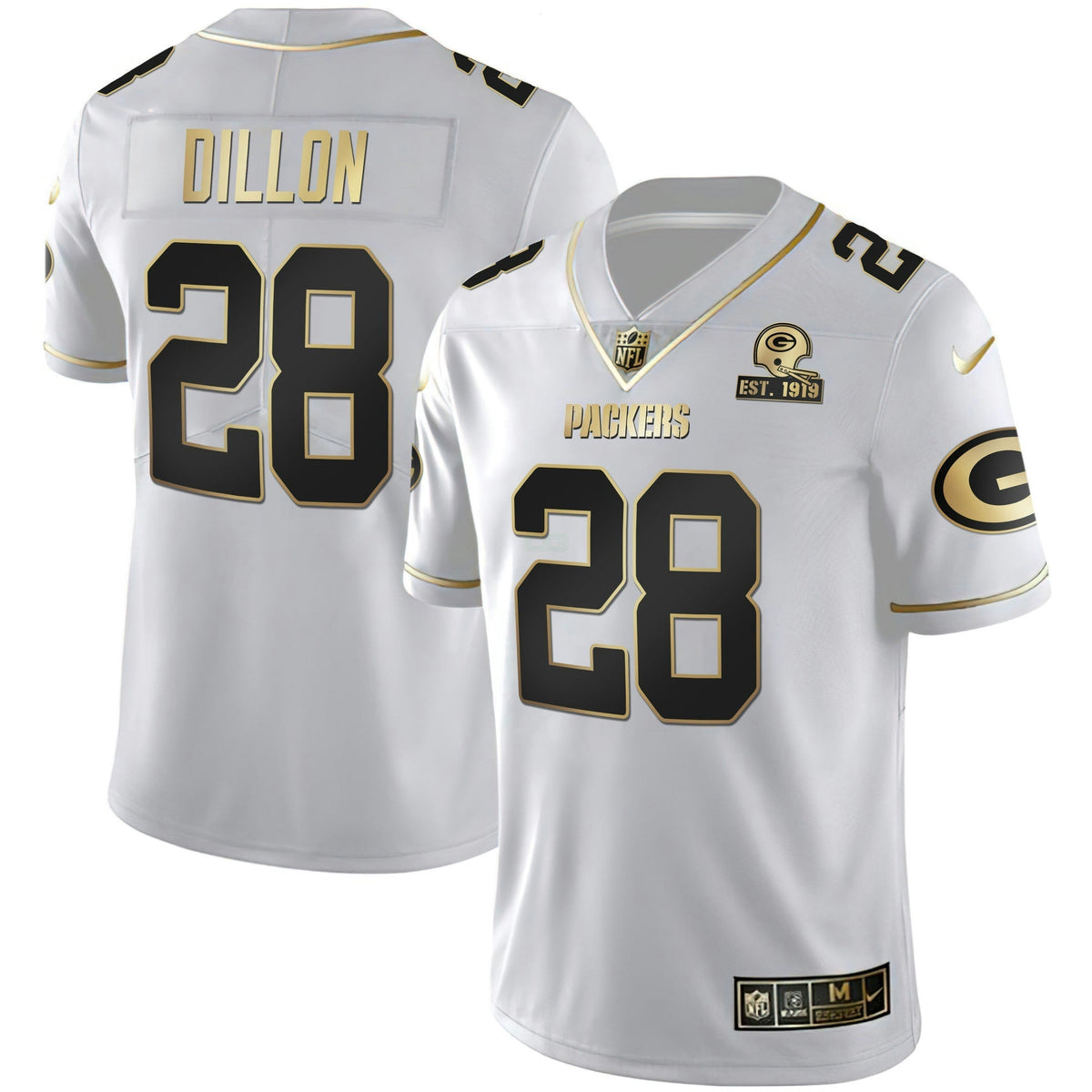 Jersey NFL Men’s White Gold & Black Gold Est 1919 Patch