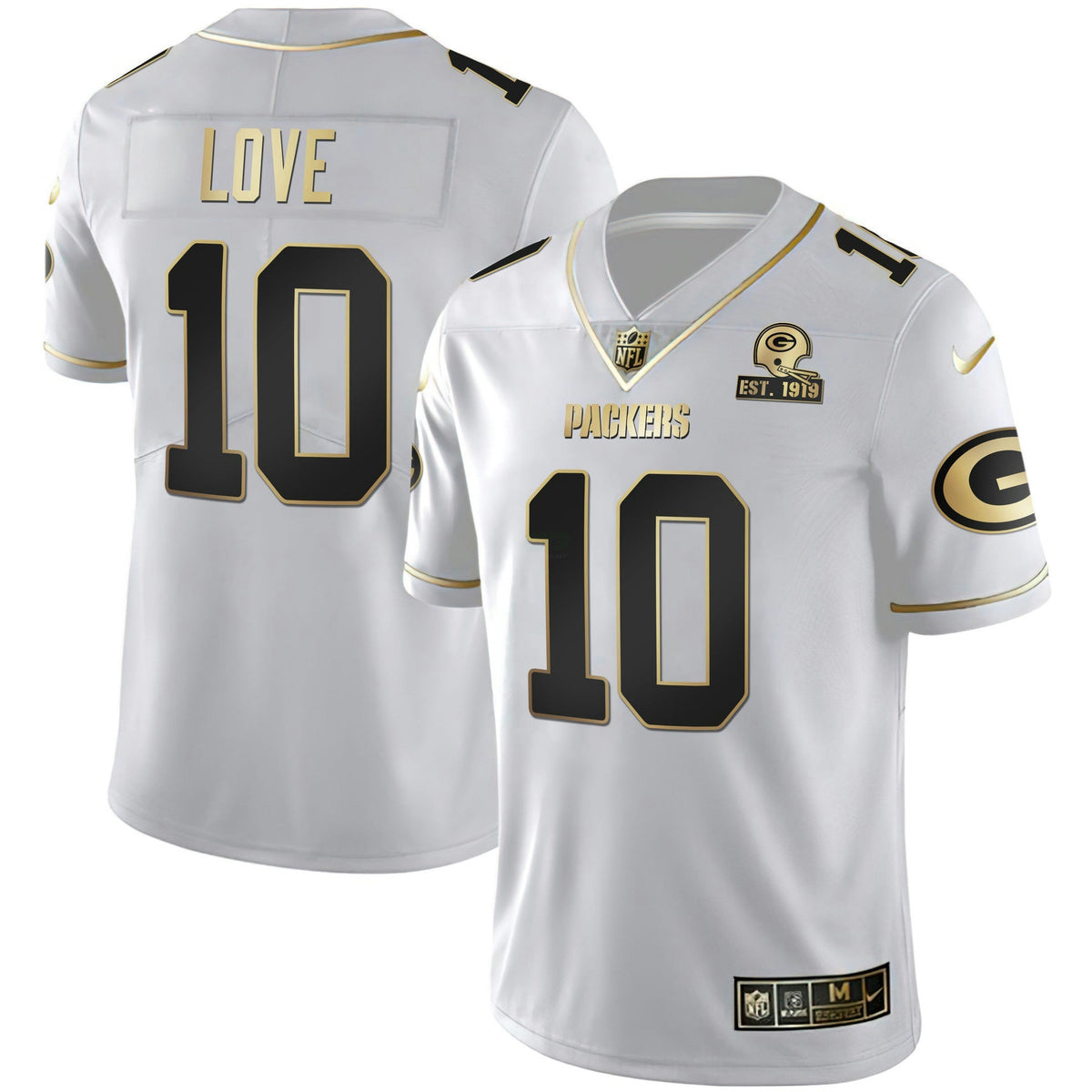 Jersey NFL Men’s White Gold & Black Gold Est 1919 Patch