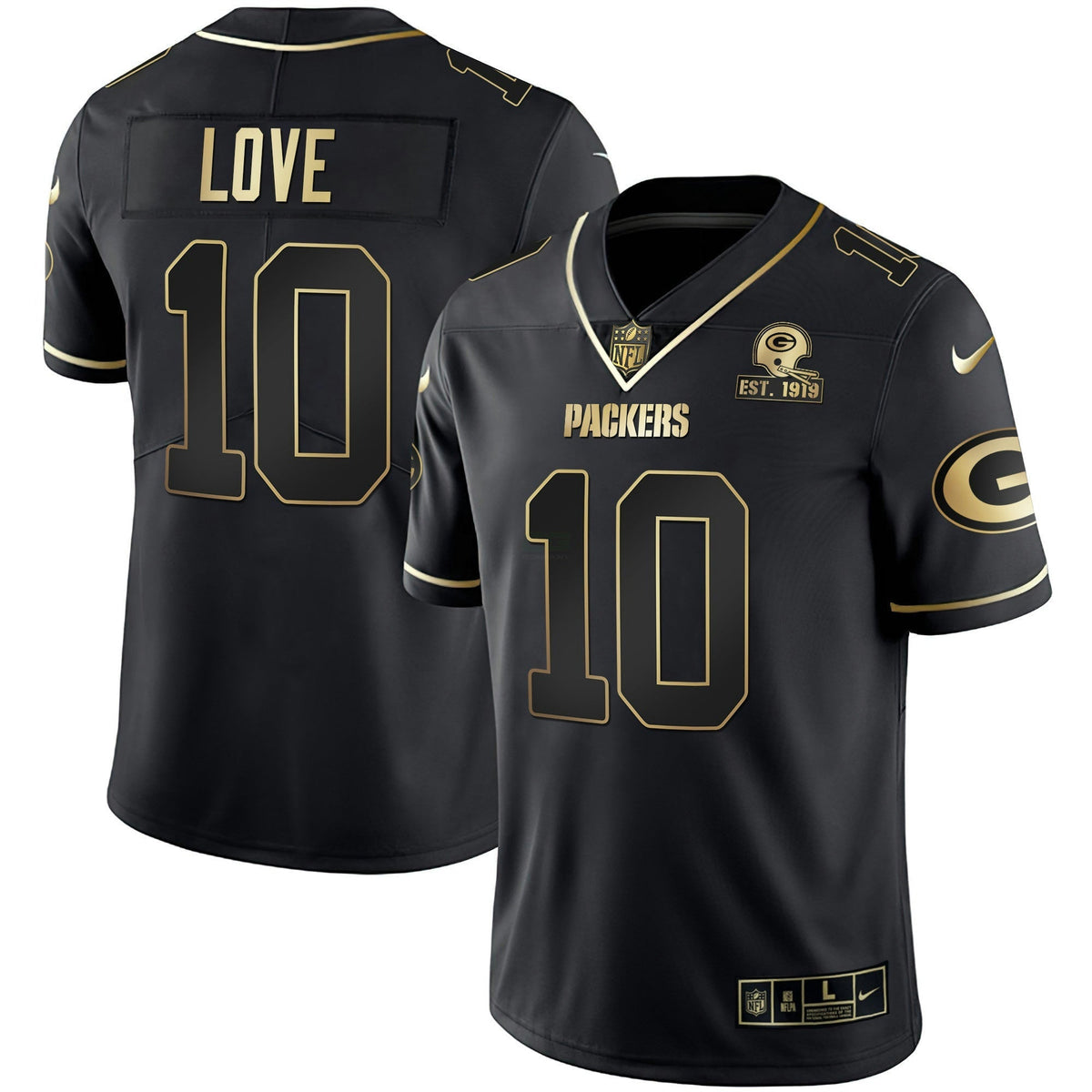 Jersey NFL Men’s White Gold & Black Gold Est 1919 Patch