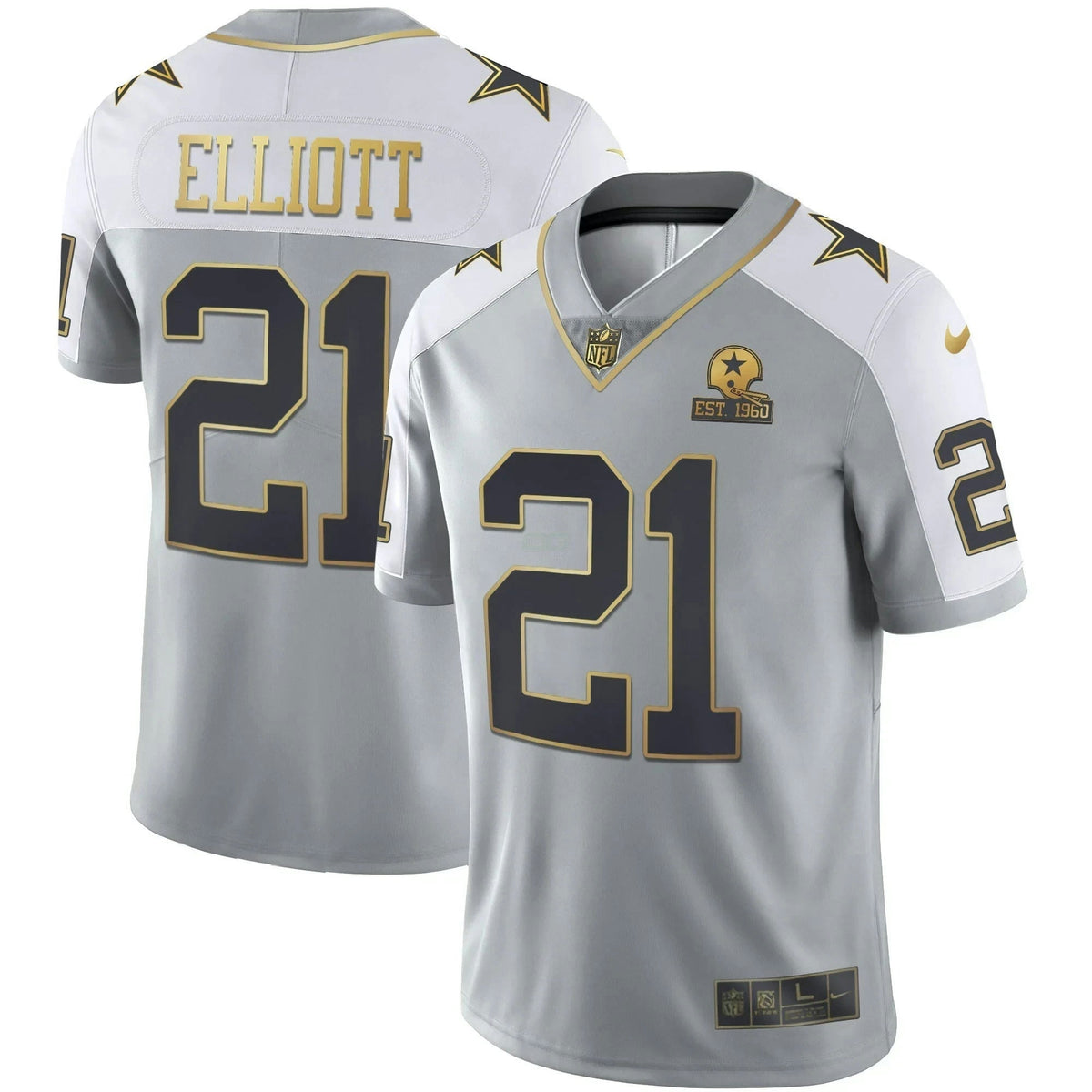 Jersey NFL Men’s Gray Gold Vapor Est 1960 Patch - Gray Gold