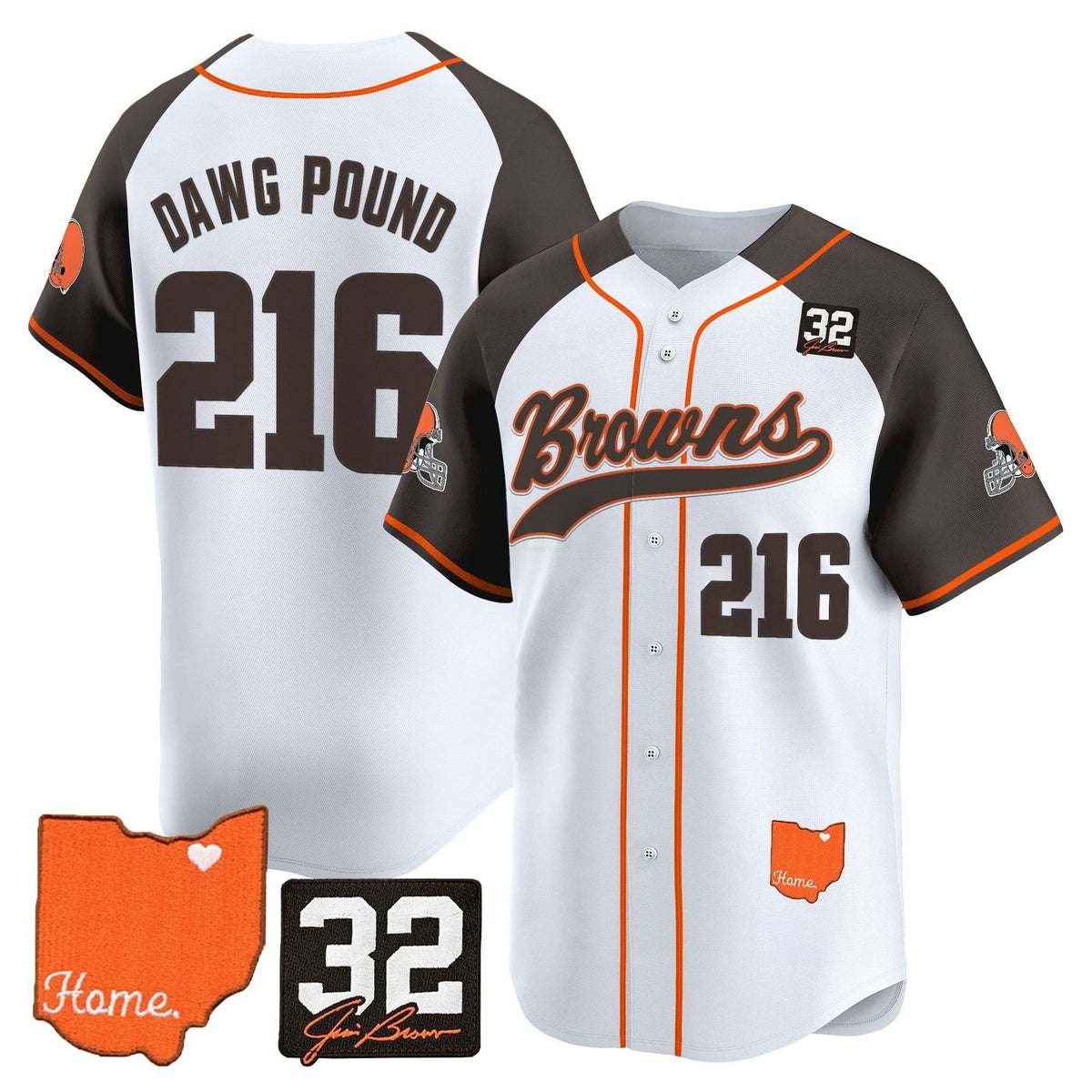 NFL Men’s Cleveland ‘#32 Jim Brown Memorial & Home Patch’ Vapor Jersey