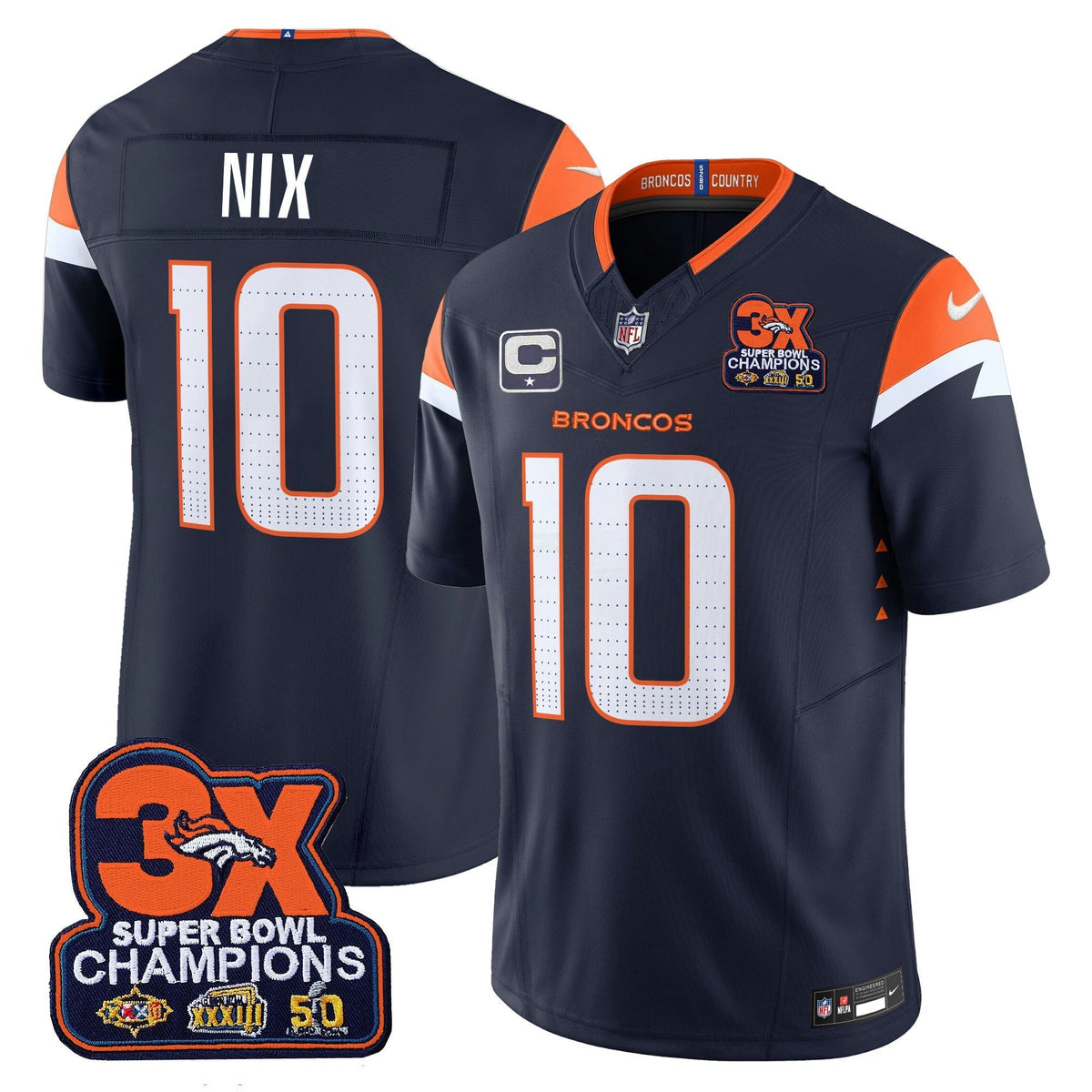 NFL Men’s Denver 3-Time Champions Patch Vapor Limited Jersey