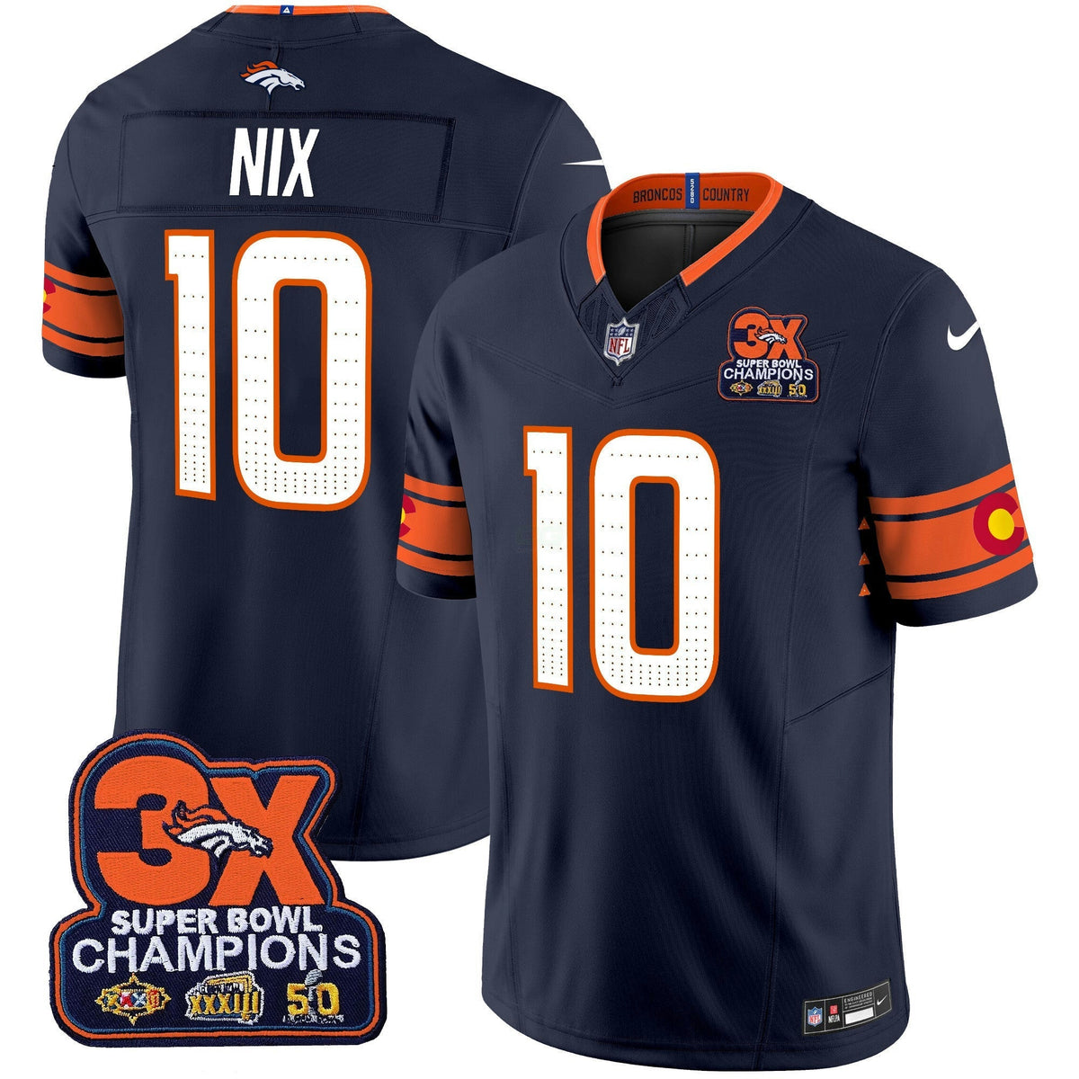 NFL Men’s Denver 3x Patch “Colorado Flag” Vapor Limited Jersey