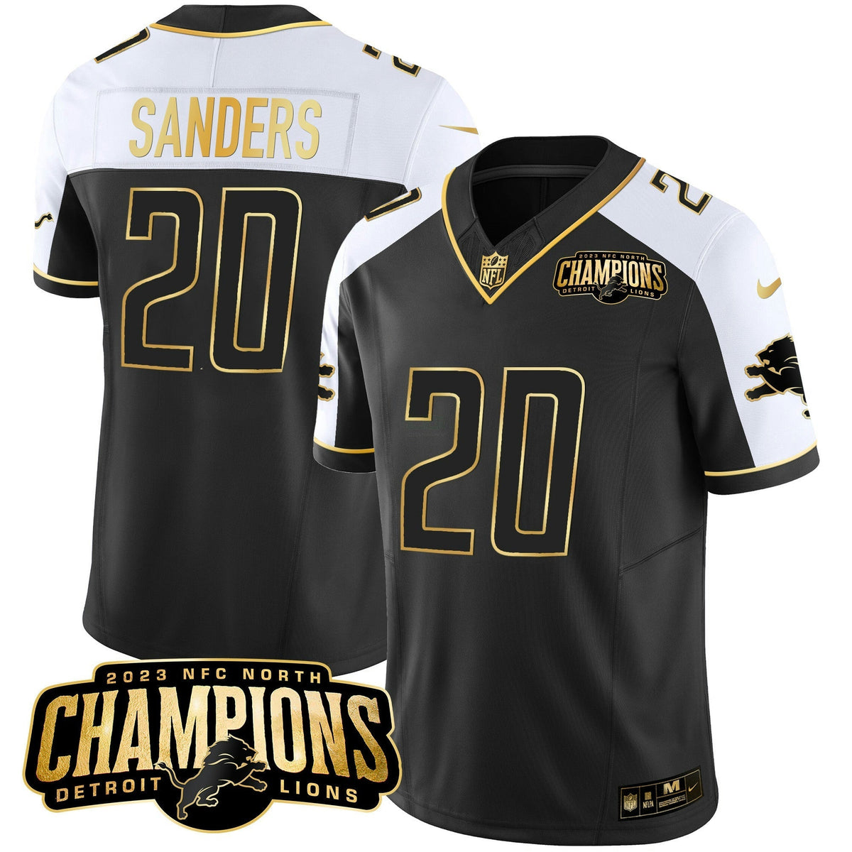 NFL Men’s Detroit 2023 NFC North Champions Patch Gold Vapor Jersey