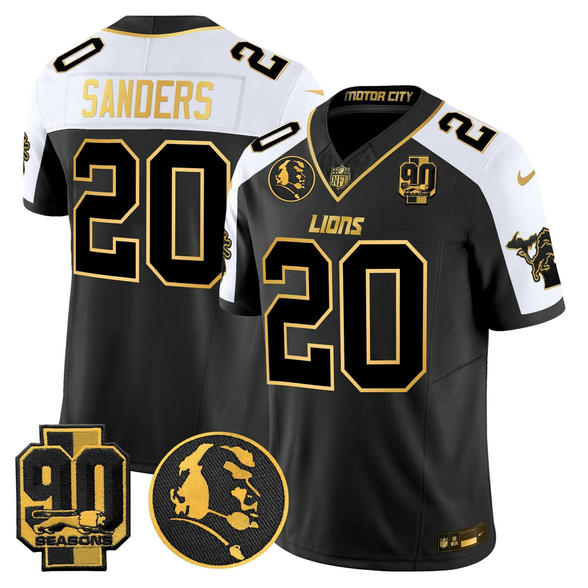 NFL Men’s Detroit 2024 90th & John Madden Patch Gold Vapor Limited Jersey