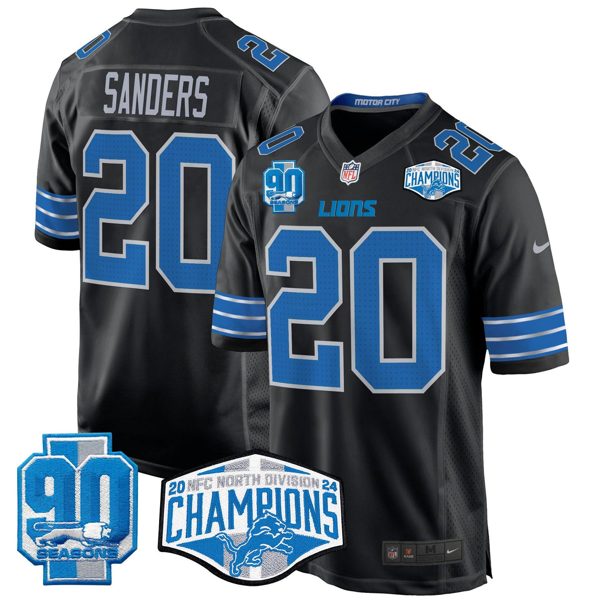 NFL Men’s Detroit 2024 NFC North Division Champions Patch Game Jersey