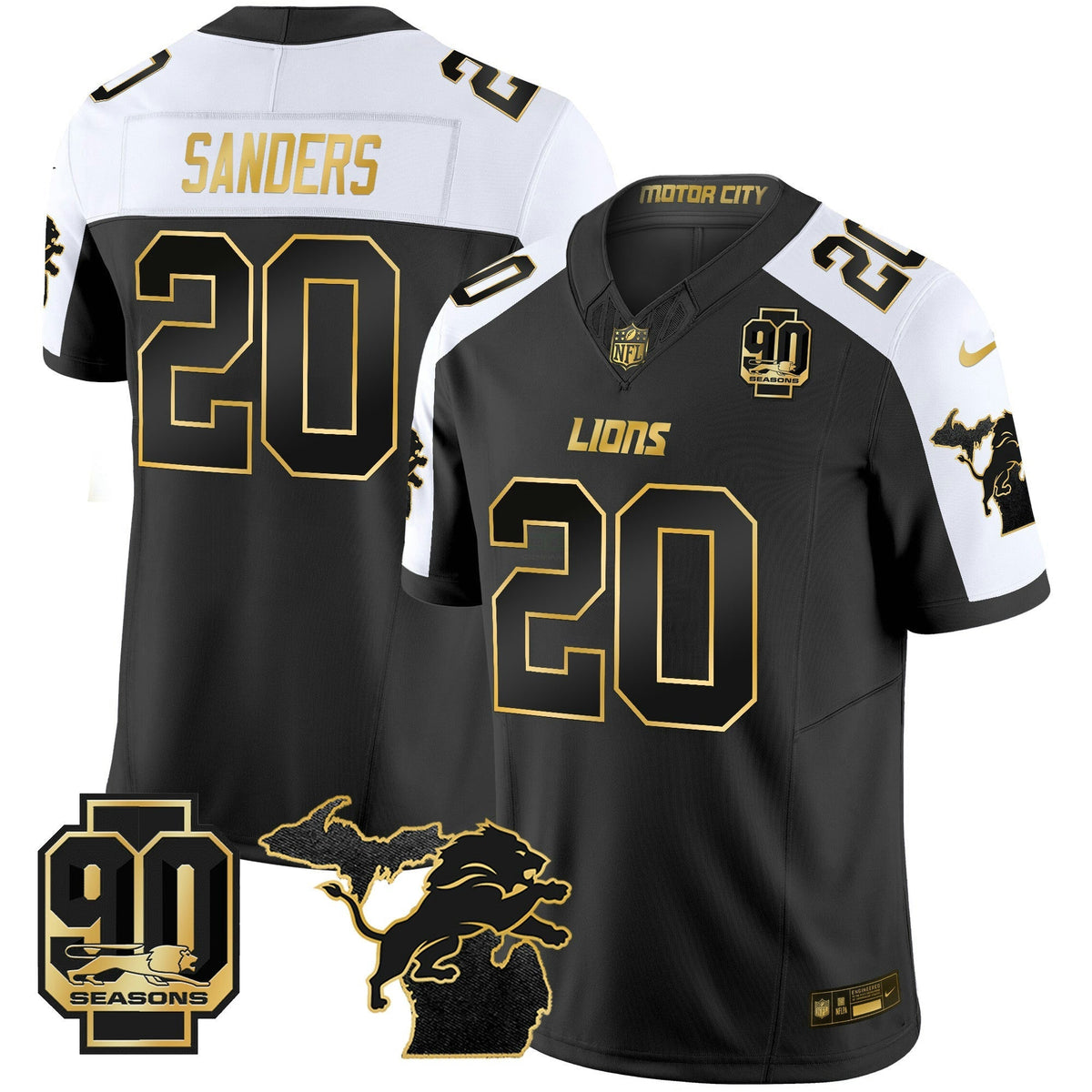 NFL Men’s Detroit 2025 Michigan & 90th Season Patch Gold Vapor Limited Jersey