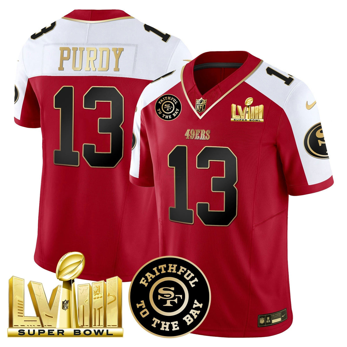 NFL Men’s Faithful & Super Bowl LVIII Gold Patch Vapor Jersey