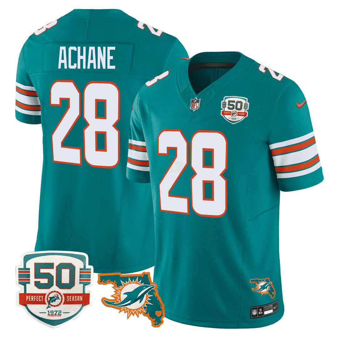 NFL Men’s Miami DolphinsThrowback 50th Perfect Season & Florida Patch Vapor Jersey