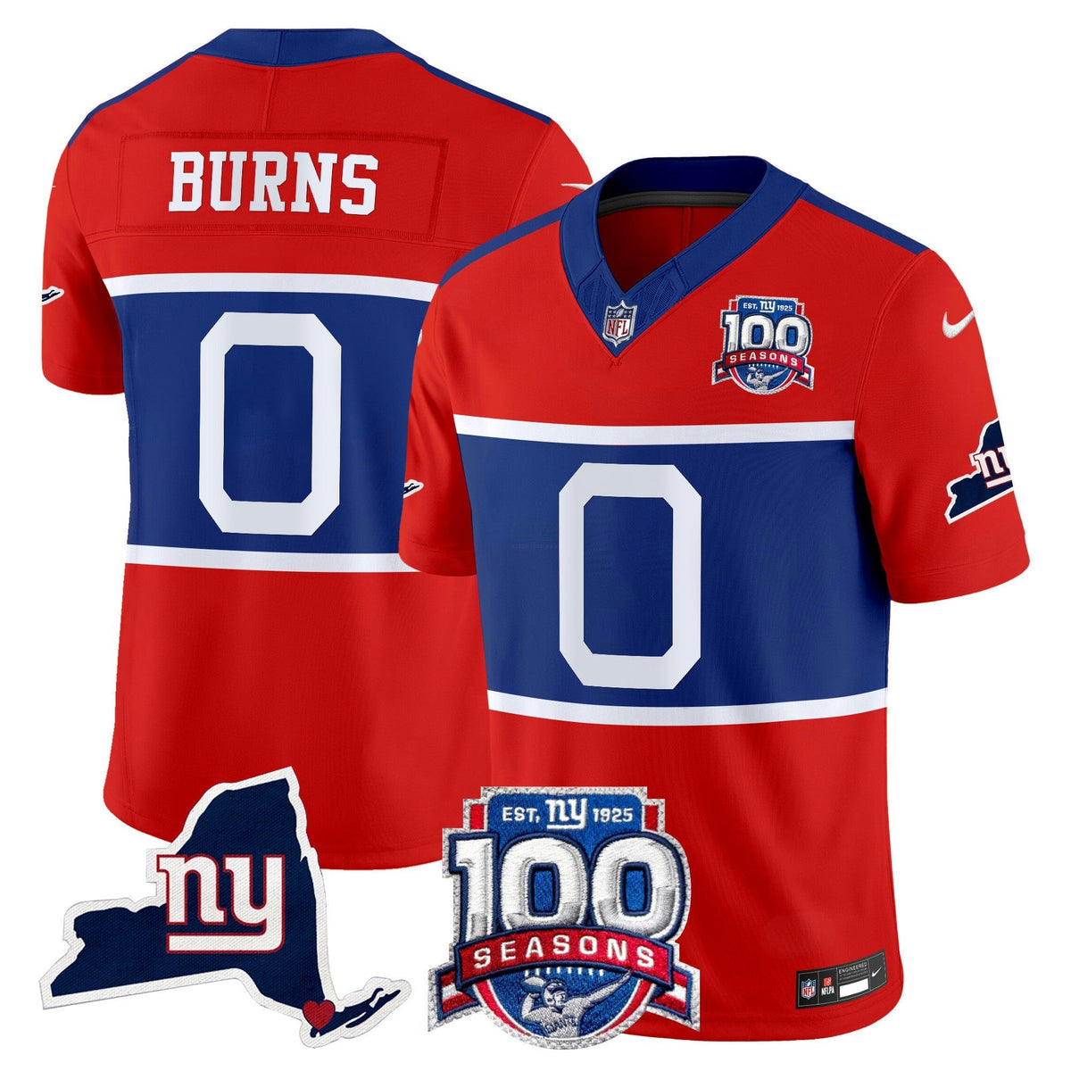 NFL Men’s New York ‘Century Red’ 100th Commemorative Vapor Jersey V2
