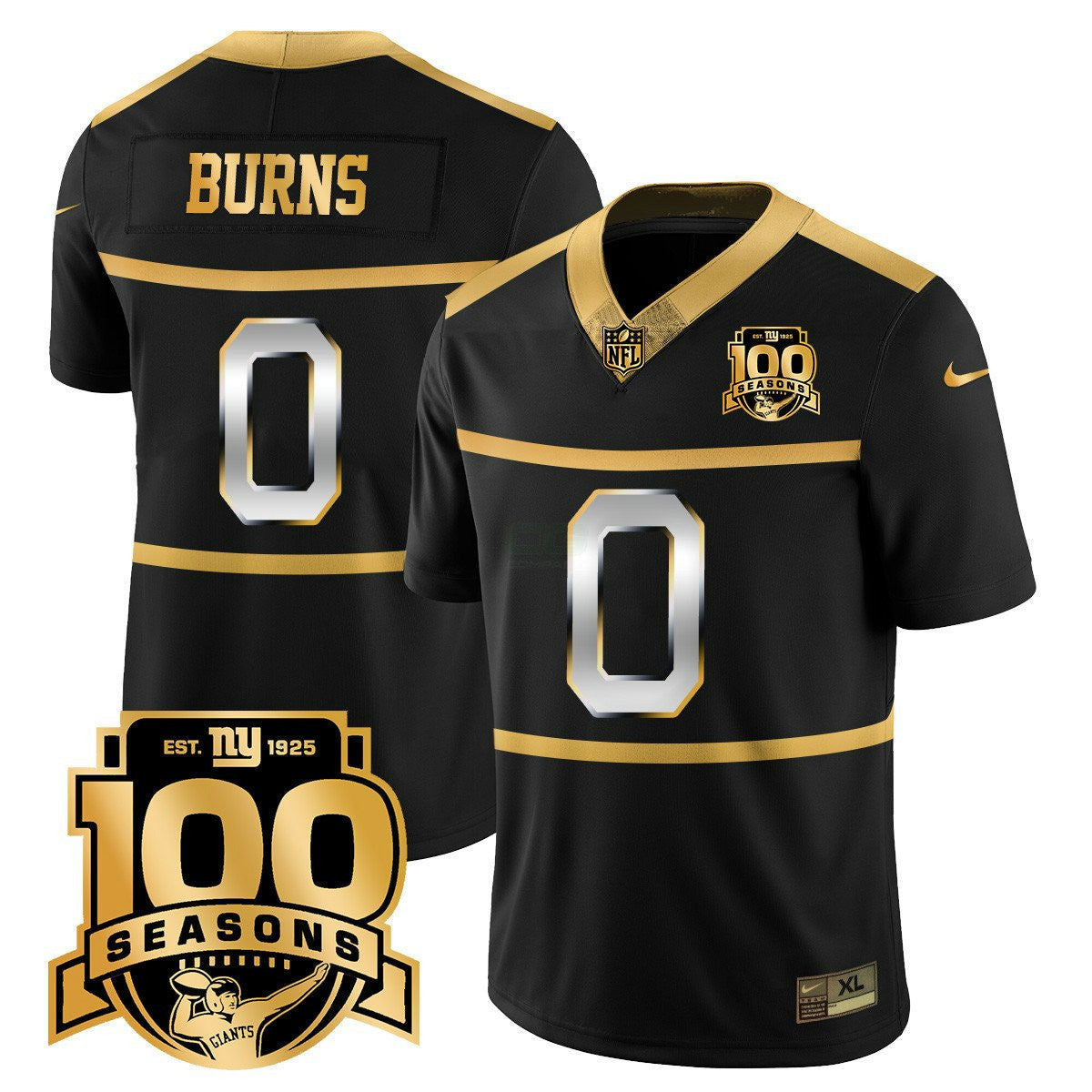 NFL Men’s New York ‘Century Red’ 100th Season Commemorative Gold Vapor Jersey