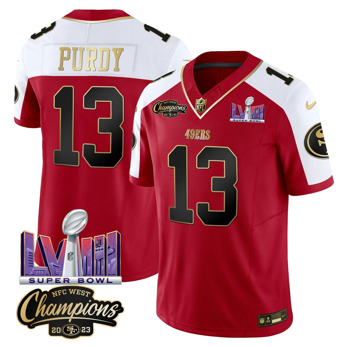 NFL Men’s NFC West Champions & Super Bowl LVIII Patch Vapor Jersey V2