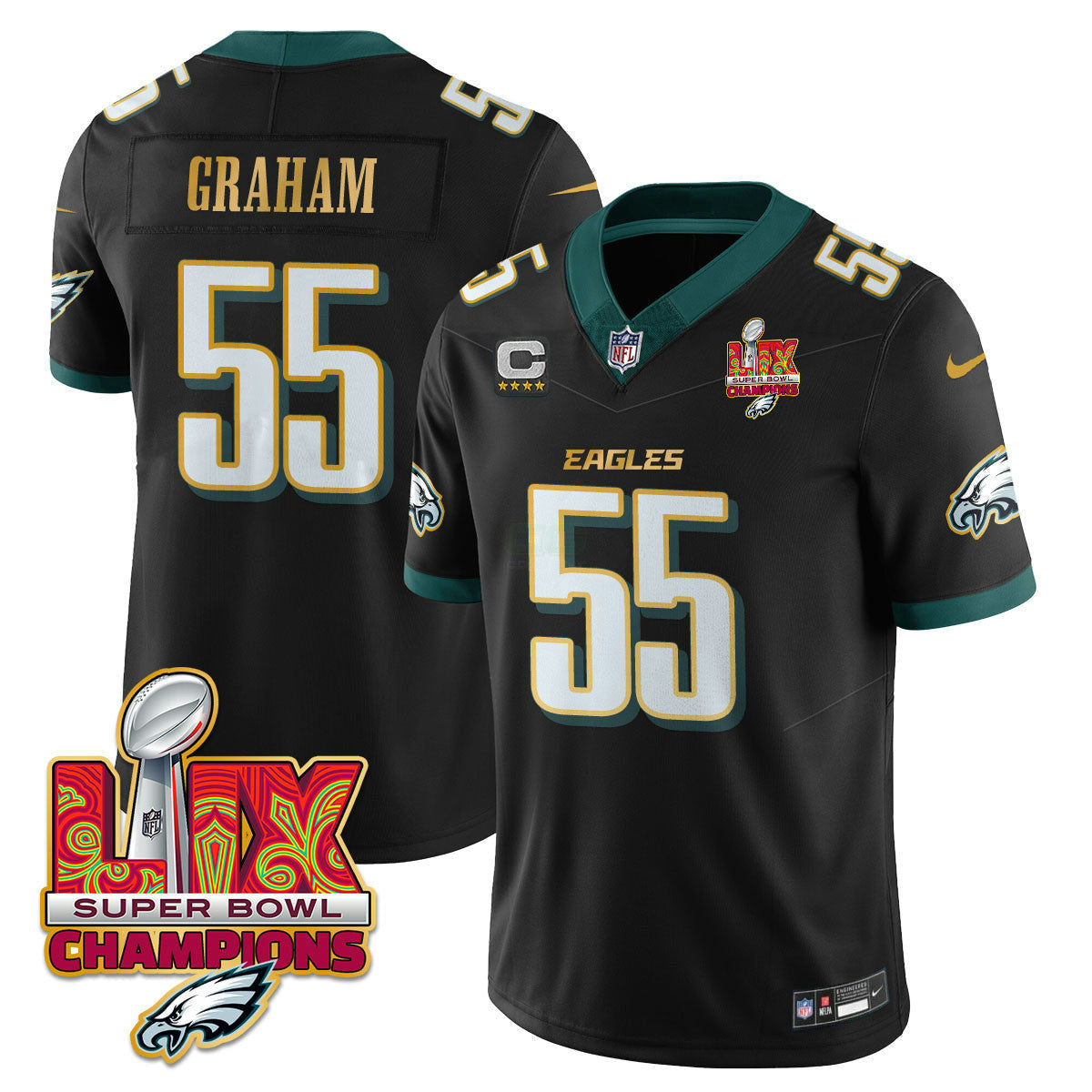 NFL Men’s Philadelphia Super Bowl LIX Champions Gold Trim Vapor Limited Jersey