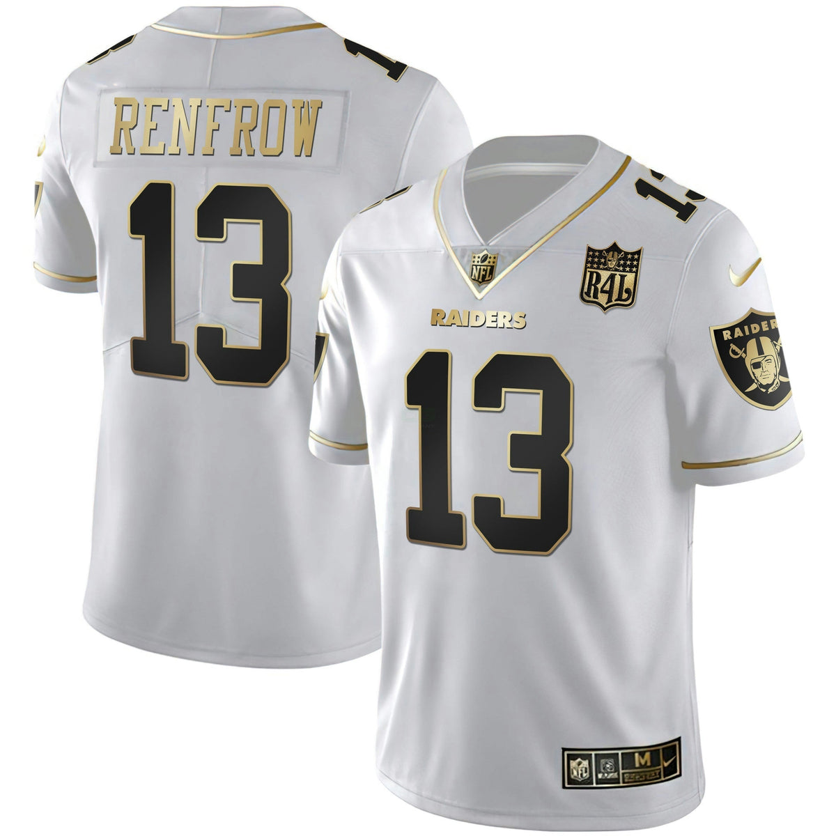 Jersey NFL Men’s Raider4Life Patch White Gold and Black Gold