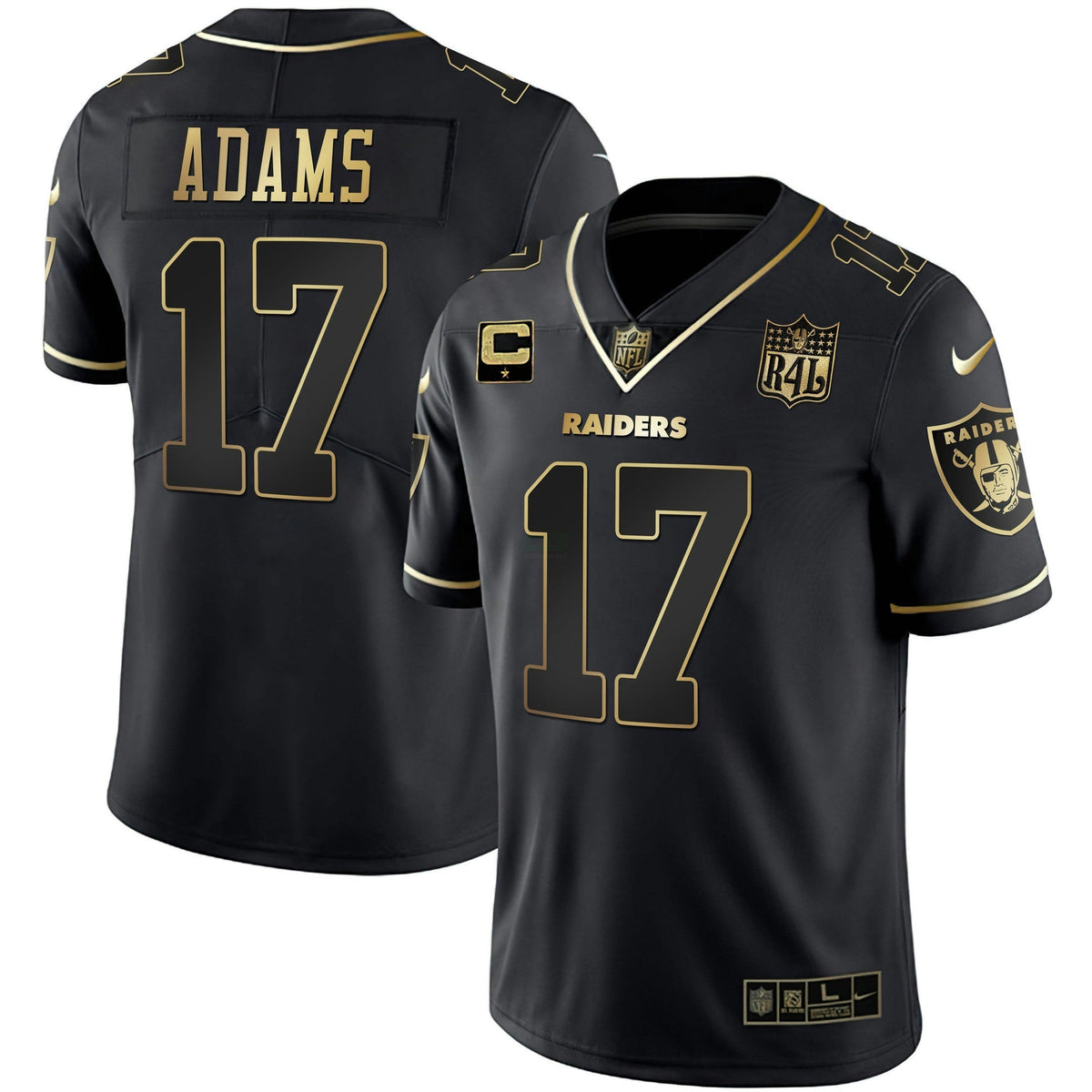 Jersey NFL Men’s Raider4Life Patch White Gold and Black Gold