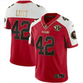 Jersey NFL Men’s Ronnie Lott 75th Anniversary Patch Vapor Black Red Gold Limited