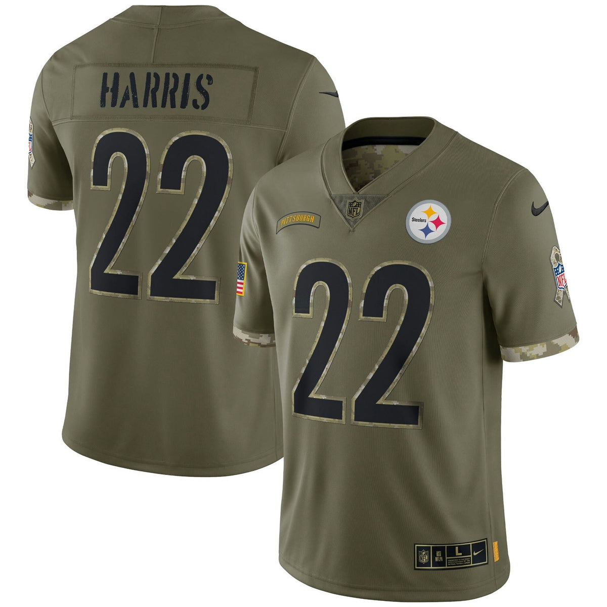Jersey NFL Pittsburgh Steelers Men’s Salute To Service 2022 Limited – Olive - Salute To Service