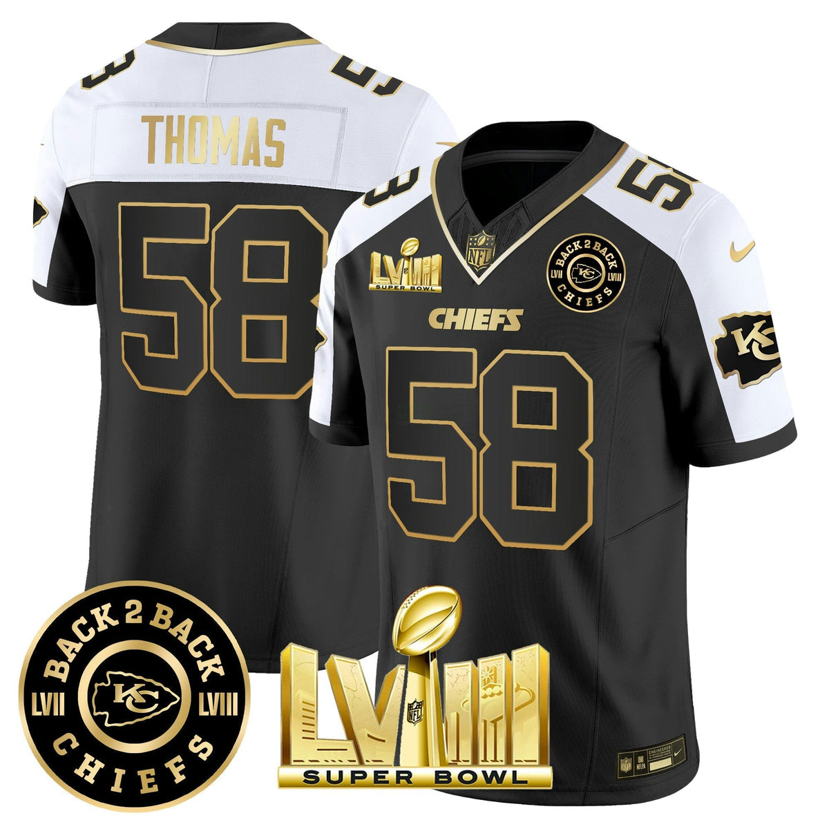 NFL Men’s Super Bowl LVIII & Back 2 Back Patch Vapor Jersey V4
