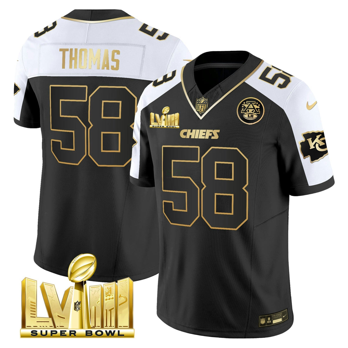 NFL Men’s Super Bowl LVIII Gold Patch Vapor Jersey V4
