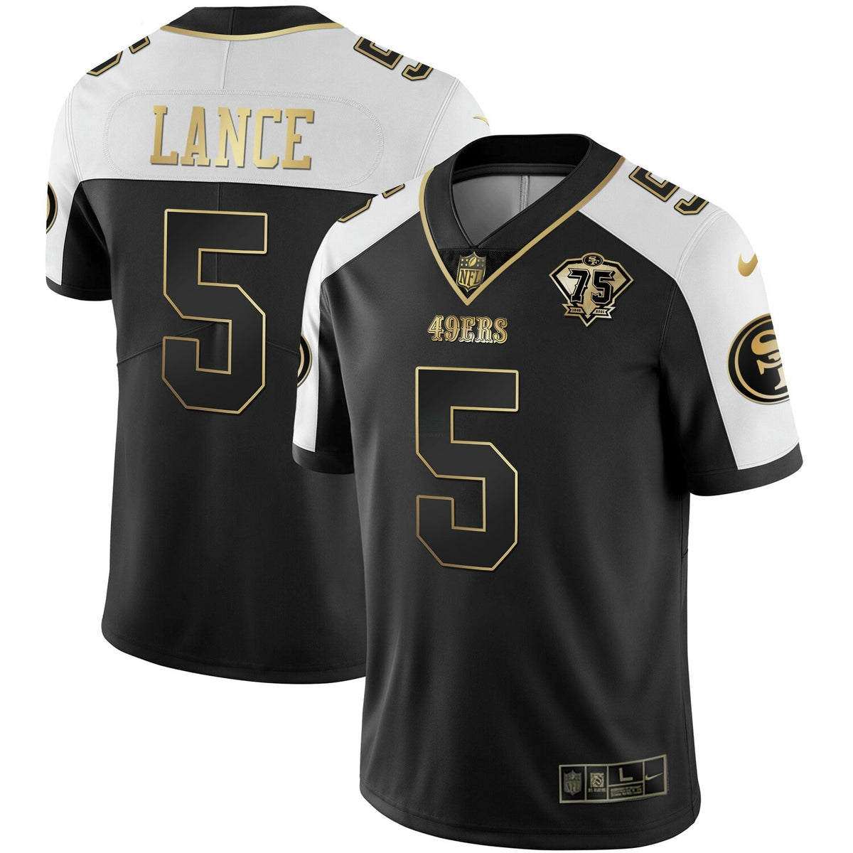Jersey NFL Men’s Trey Lance 75th Anniversary Patch Gold & Split