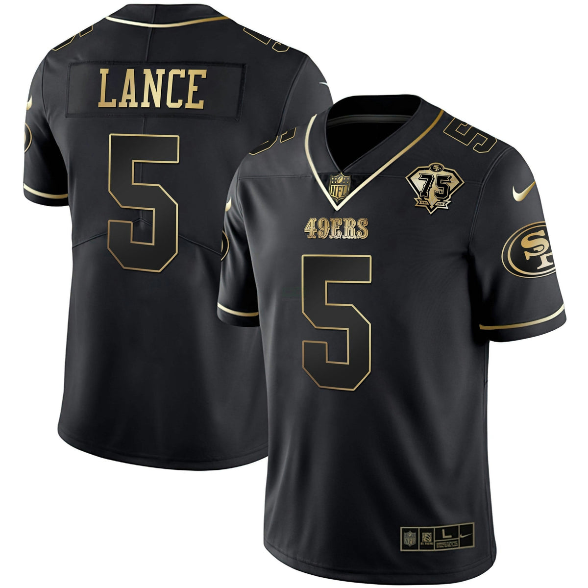 Jersey NFL Men’s Trey Lance 75th Anniversary Patch Gold & Split