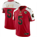 Jersey NFL Men’s Trey Lance 75th Anniversary Patch Vapor Black Red Gold Limited