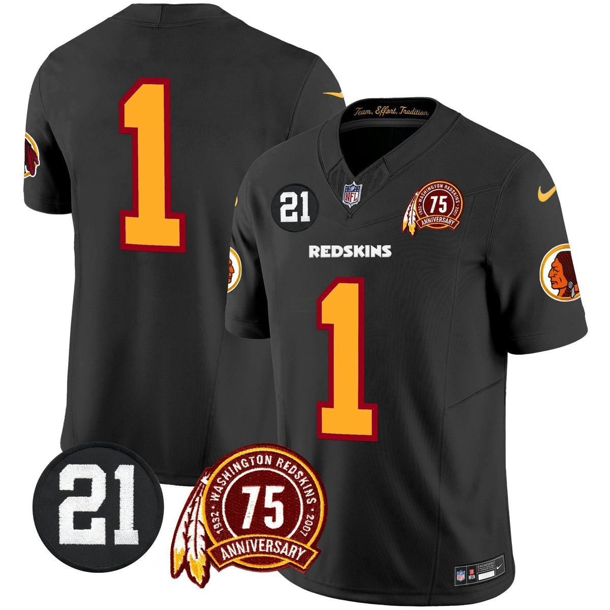 NFL Washington Commanders Men’s Washington Redskins 75th & Sean Taylor Patch Vapor Limited Jersey