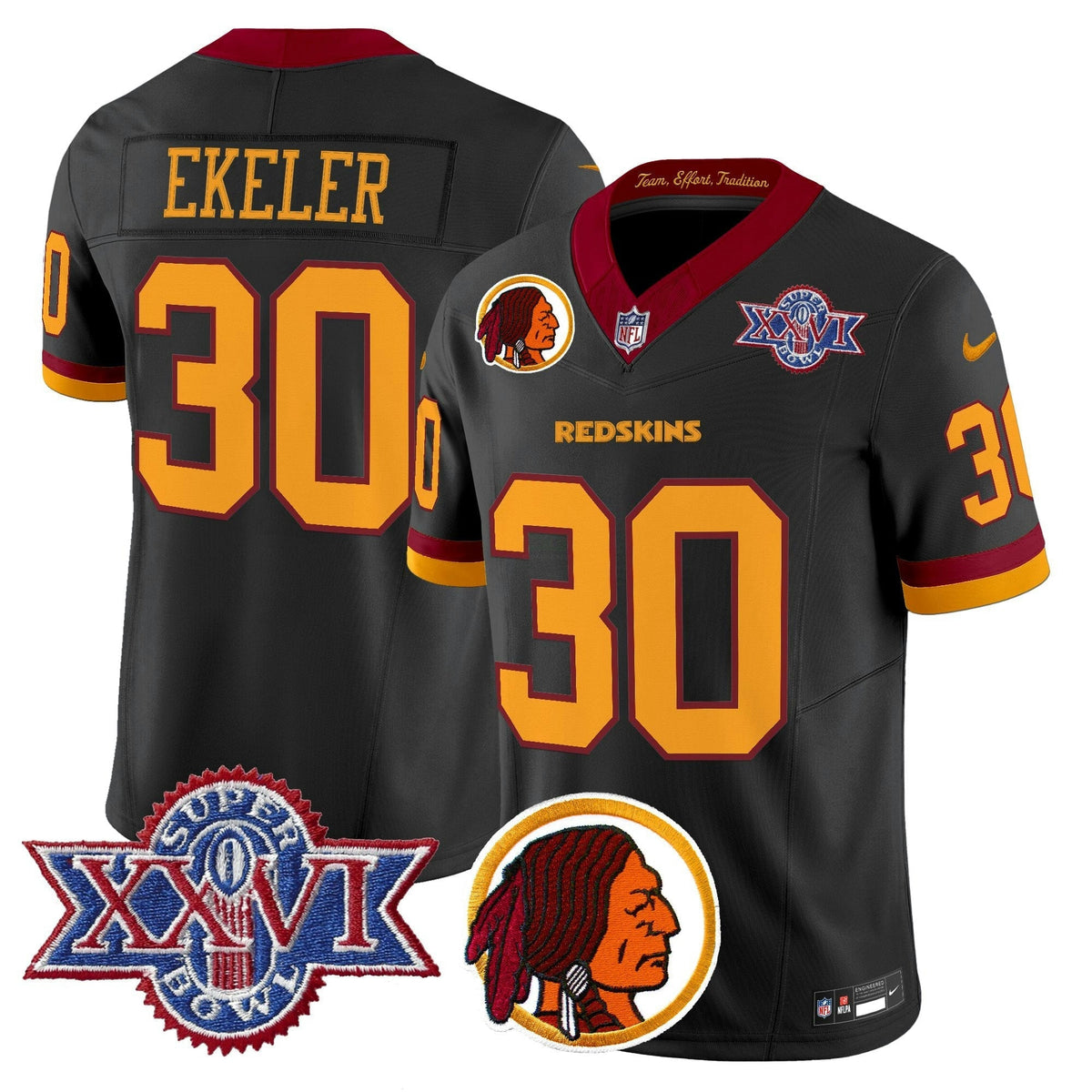 NFL Washington Commanders Men’s Washington Redskins Throwback 1992 Super Bowl XXVI Patch Vapor Limited Jersey V2