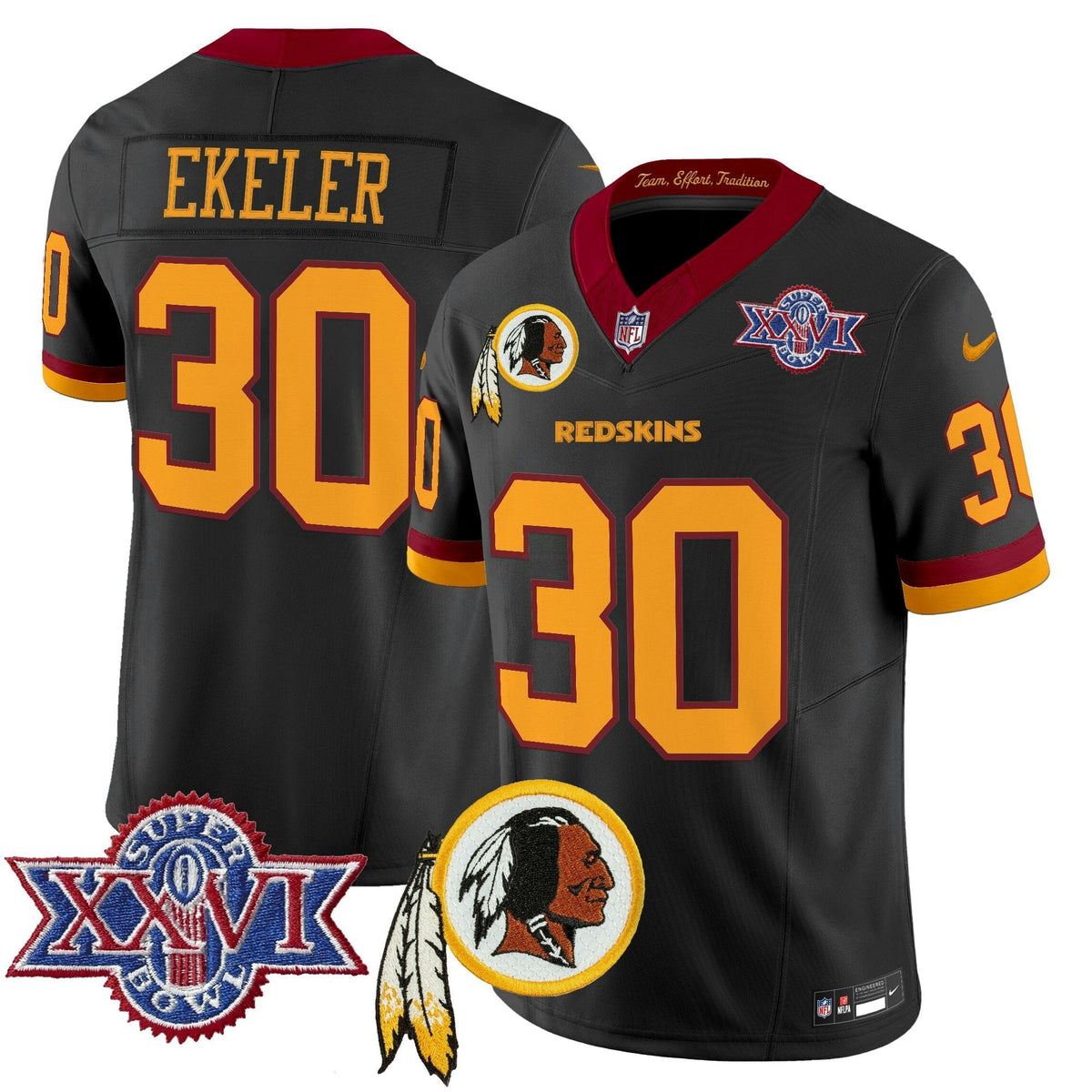 NFL Washington Commanders Men’s Washington Redskins Throwback 1992 Super Bowl XXVI Patch Vapor Limited Jersey V3