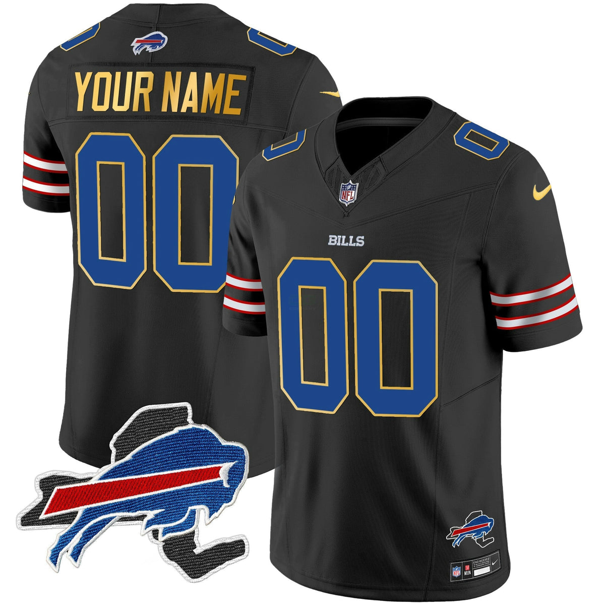 NFL New York Patch Gold Trim Vapor Jersey