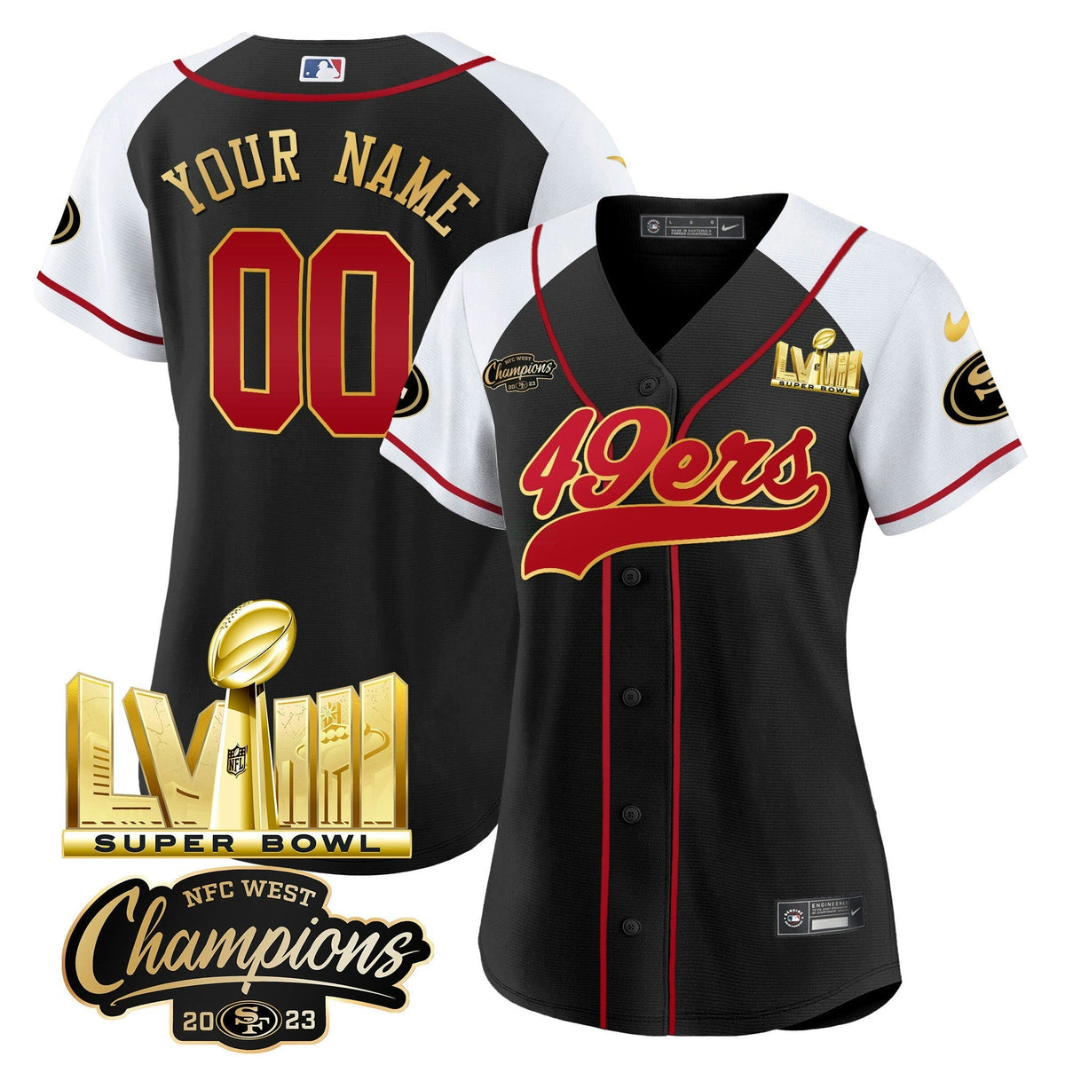 NFL NFC West Champions & Super Bowl LVIII Gold Patch Jersey