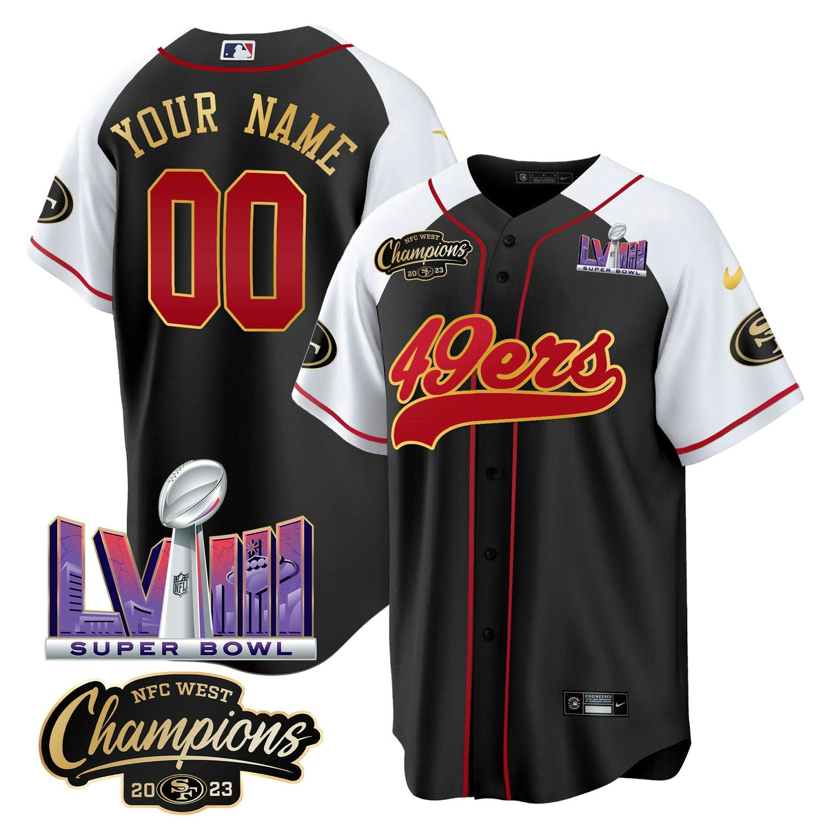 NFL NFC West Champions & Super Bowl LVIII Patch Jersey