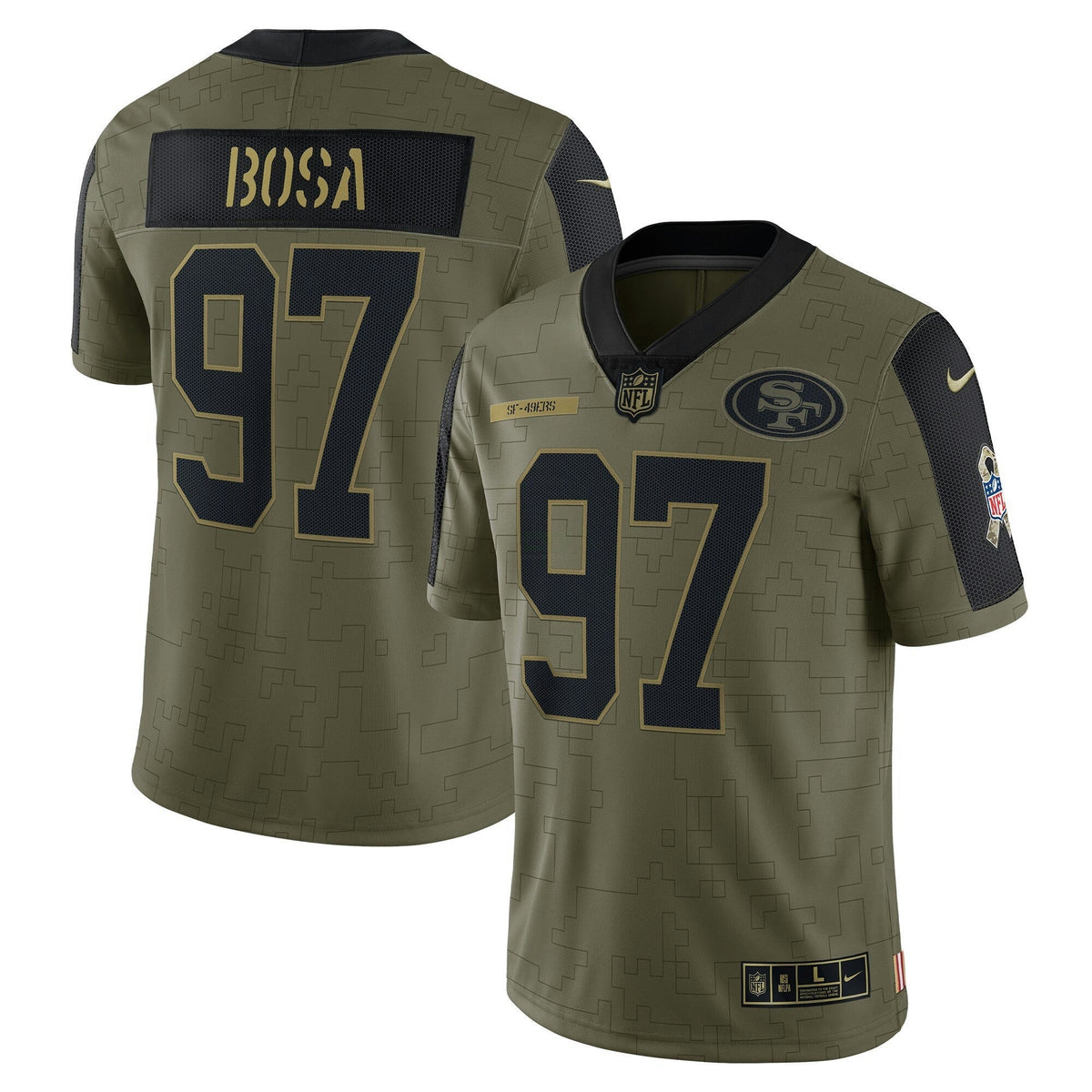 NFL Nick Bosa San Francisco 2021 Salute To Service Olive Jersey - Nick Bosa