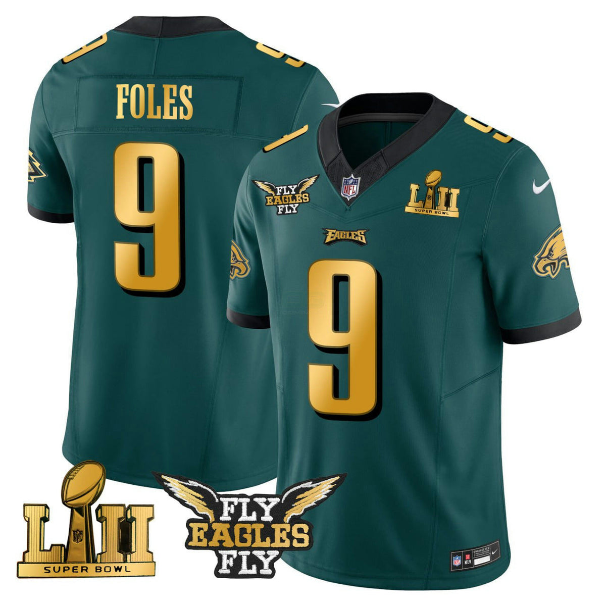 NFL Nick Foles Philadelphia Gold Trim Super Bowl Jersey - Gold Trim